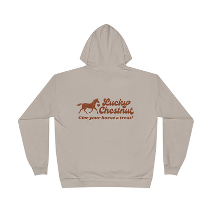 Lucky Chestnut “Give Your Horse a Treat” Hoodie – Back Graphic + Front Heart Detail