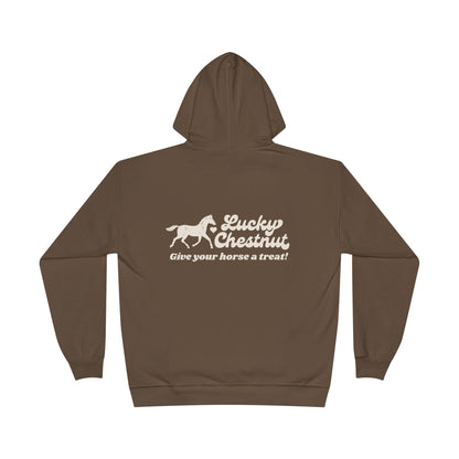 Lucky Chestnut “Give Your Horse a Treat” Hoodie – Back Graphic + Front Heart Detail